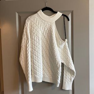 White one-shoulder sweater